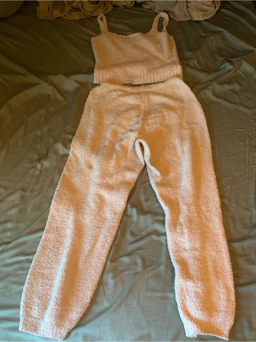 SKIMS Cozy Fuzzy Two-Piece Loungewear Set in Pale Pink